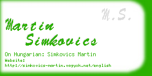 martin simkovics business card